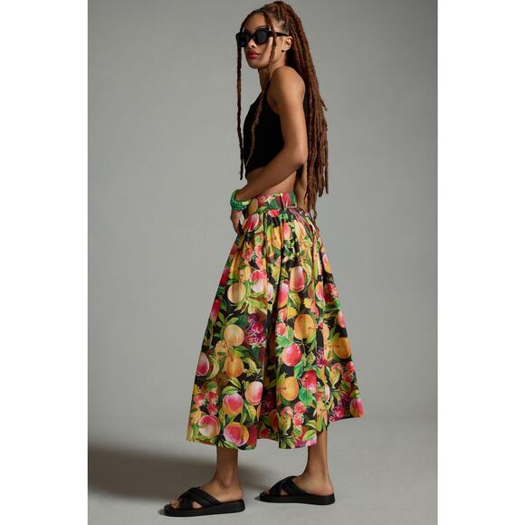 NWT Anthropologie Maeve Fruit Belted Maxi Skirt - Size 12 - Picture 4 of 8